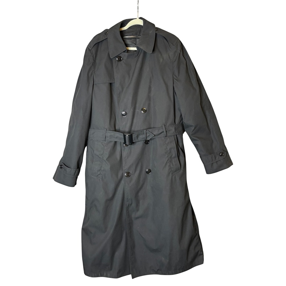 DSCP Garrison Collection Mens Trench Coat Black 40XL Double Breasted Belt Liner